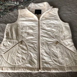 Talbots off white fleece lined puffer vest - M